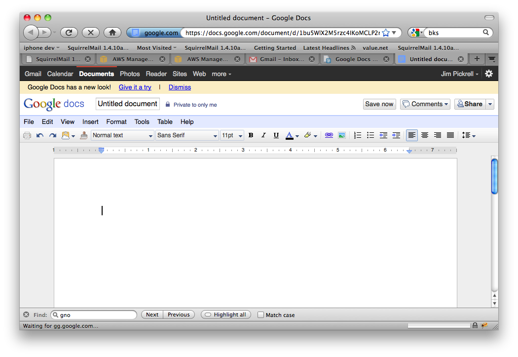 Google Docs New Document