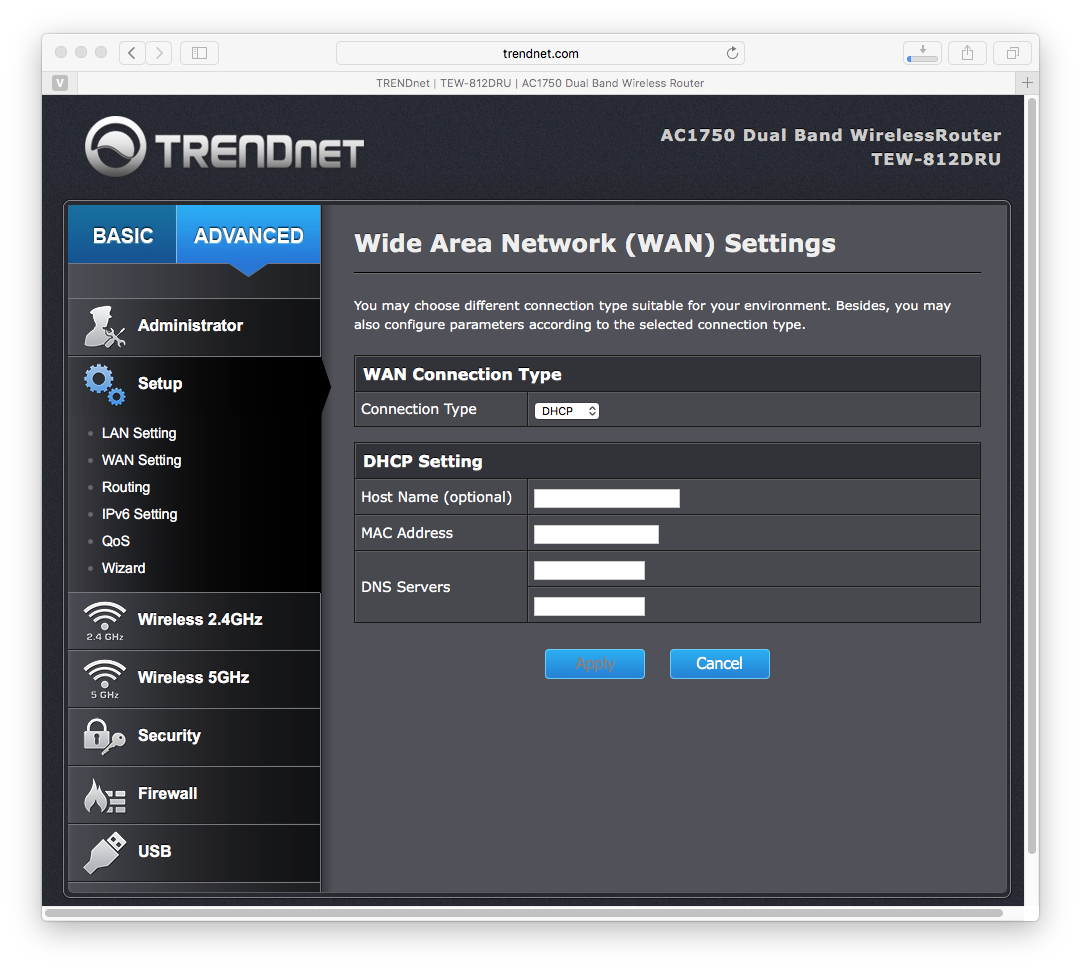 trendnet dhcp