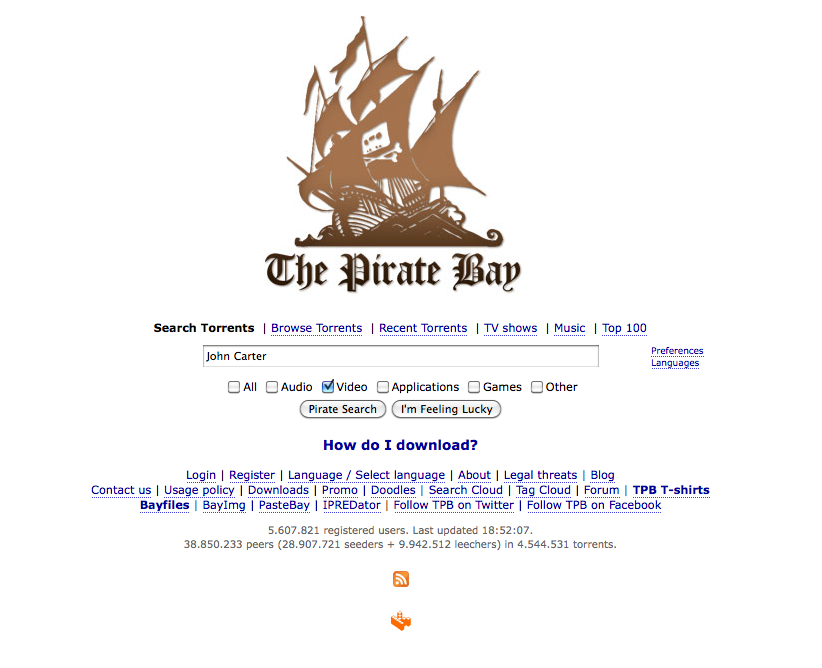 Pirates Bay and Filesharing