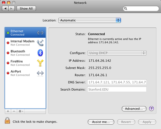 Network information window